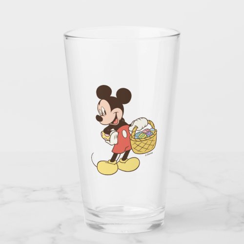 Mickey Mouse Holding Basket of Easter Eggs Glass