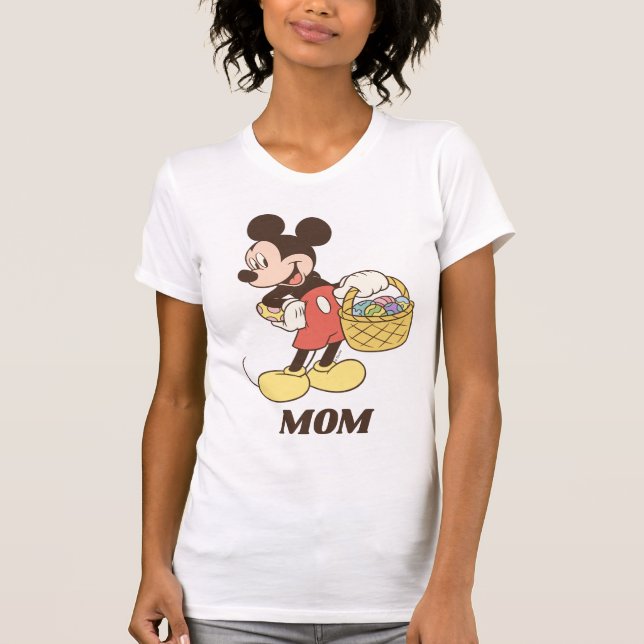 Mickey Mouse Holding Basket of Easter Eggs T-Shirt (Front)