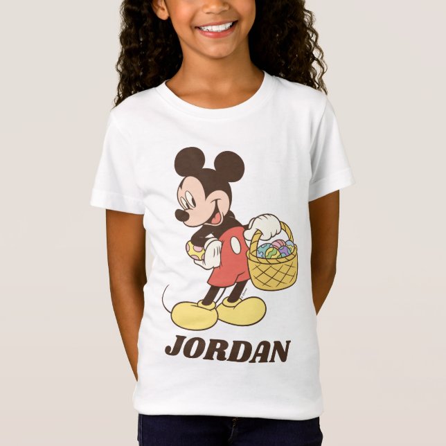 Mickey Mouse Holding Basket of Easter Eggs T-Shirt (Front)