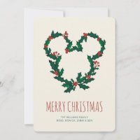 Mickey Mouse Holiday Wreath - 4 Photos Invitation