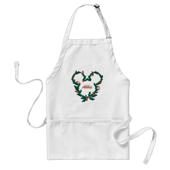 Mickey Mouse Holiday Wreath Adult Apron (Front)