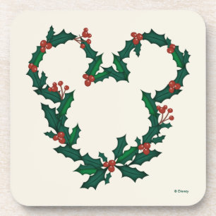 Mickey Mouse Holiday Wreath Beverage Coaster