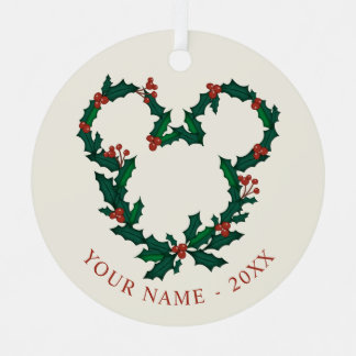 Mickey Mouse Holiday Wreath Metal Ornament