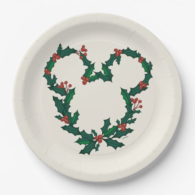Mickey Mouse Holiday Wreath Paper Plates (Front)