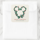 Mickey Mouse Holiday Wreath - Personalized Square Sticker (Bag)