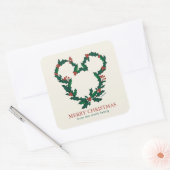 Mickey Mouse Holiday Wreath - Personalized Square Sticker (Envelope)