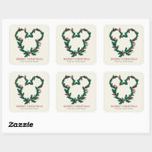 Mickey Mouse Holiday Wreath - Personalized Square Sticker (Sheet)