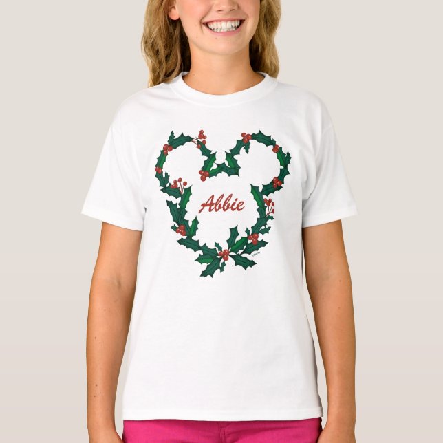 Mickey Mouse Holiday Wreath T-Shirt (Front)
