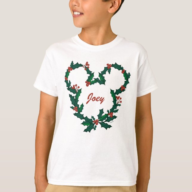 Mickey Mouse Holiday Wreath T-Shirt (Front)