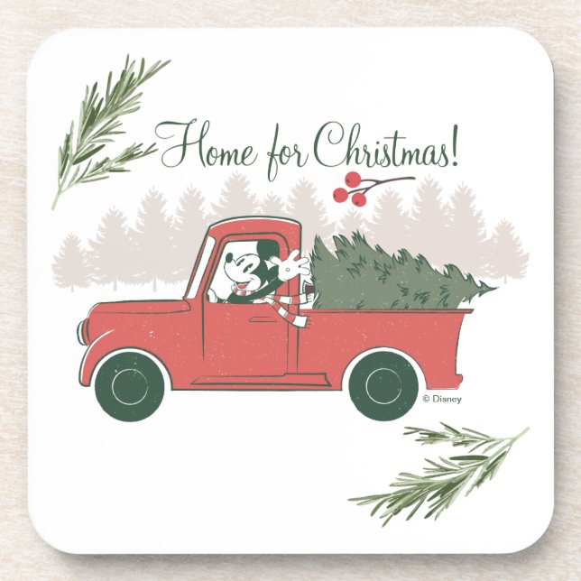 Mickey Mouse | Home for Christmas Beverage Coaster (Front)