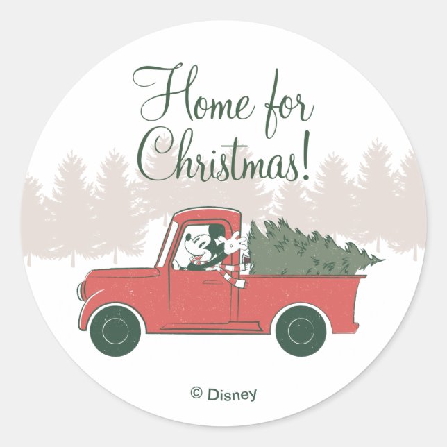 Mickey Mouse | Home for Christmas Classic Round Sticker (Front)