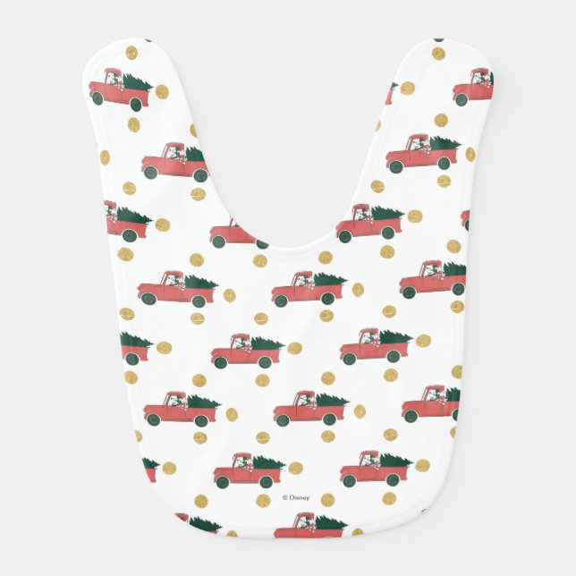 Mickey Mouse | Home for Christmas Pattern Baby Bib (Front)