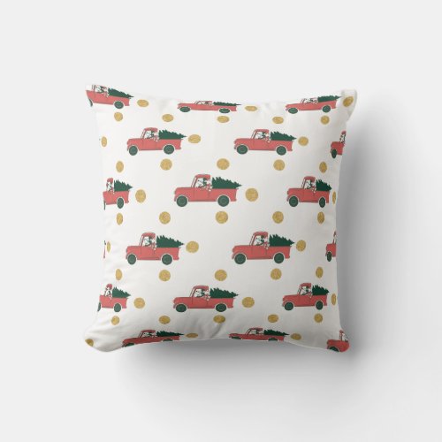 Mickey Mouse  Home for Christmas Pattern Throw Pillow