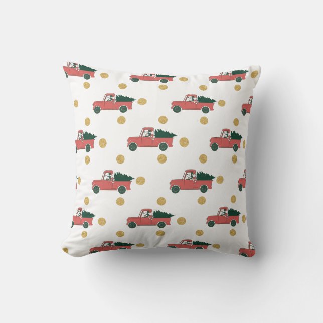 Mickey Mouse | Home for Christmas Pattern Throw Pillow (Front)
