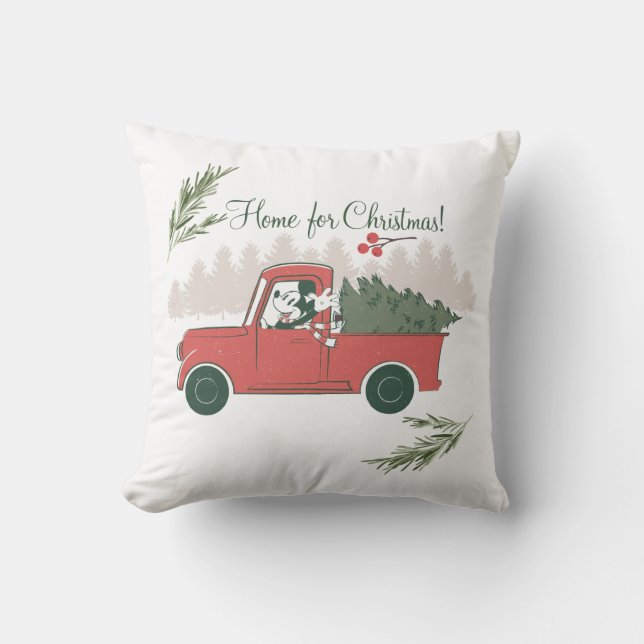 Mickey Mouse | Home for Christmas Throw Pillow (Front)