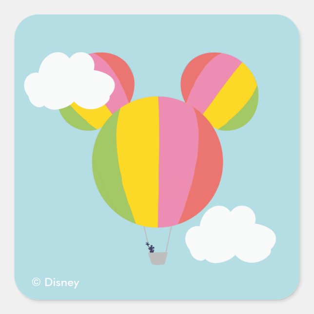 Mickey Mouse Hot Air Balloon Icon Square Sticker (Front)