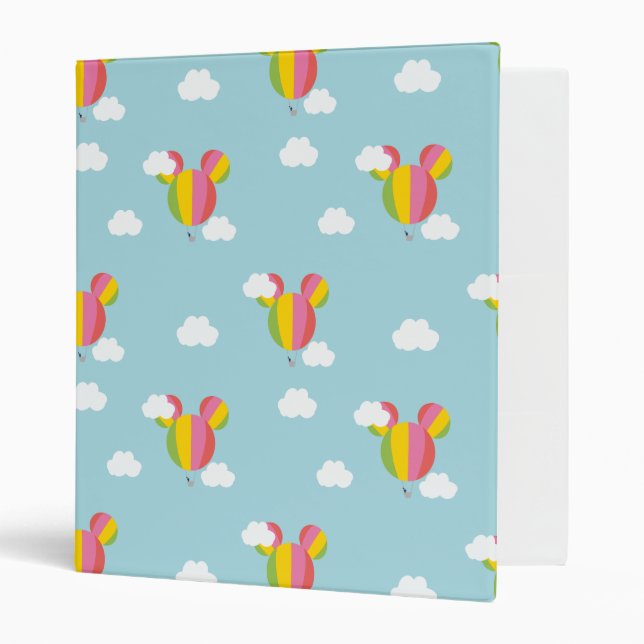 Mickey Mouse Hot Air Balloon Pattern 3 Ring Binder (Front/Inside)