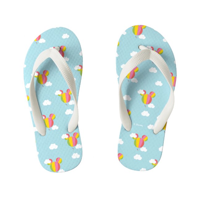 Mickey Mouse Hot Air Balloon Pattern Kid's Flip Flops (Footbed)