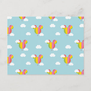 Mickey Mouse Hot Air Balloon Pattern Postcard