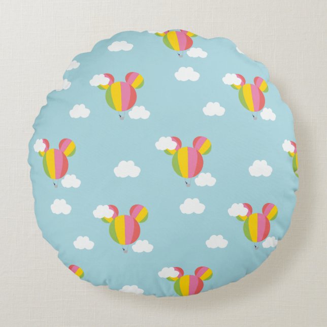 Mickey Mouse Hot Air Balloon Pattern Round Pillow (Front)
