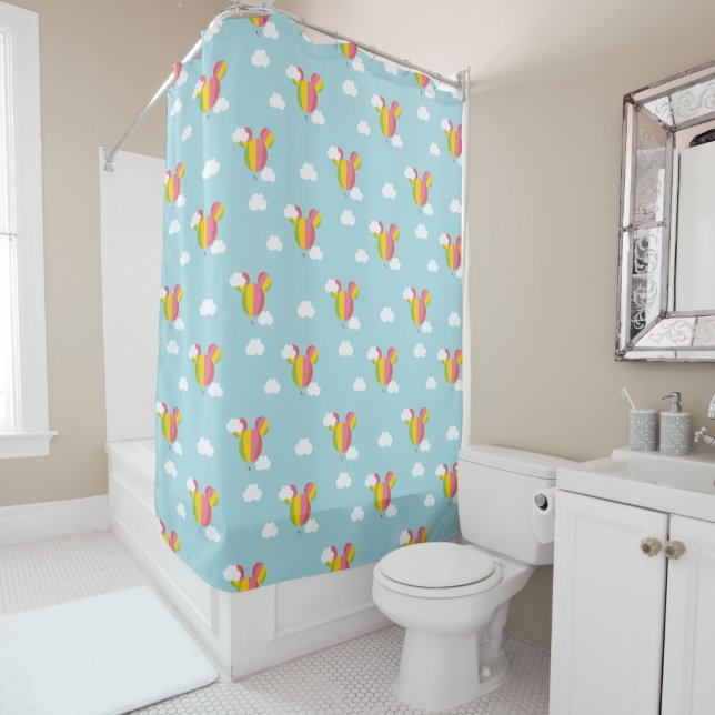 Mickey Mouse Hot Air Balloon Pattern Shower Curtain (In Situ)