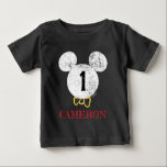 Mickey Mouse Icon 1st Birthday Baby T-Shirt<br><div class="desc">Celebrate your child's special day with this cute chalkboard Mickey Mouse Birthday shirt. Personalize by adding your child's name and age.</div>