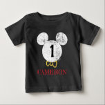 Mickey Mouse Icon 1st Birthday Baby T-Shirt<br><div class="desc">Celebrate your child's special day with this cute chalkboard Mickey Mouse Birthday shirt. Personalize by adding your child's name and age.</div>