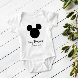 Mickey Mouse Icon | Baby Announcement with Date Baby Bodysuit