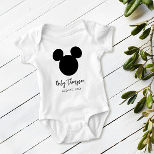 Mickey Mouse Icon   Baby Announcement with Date Bodysuit