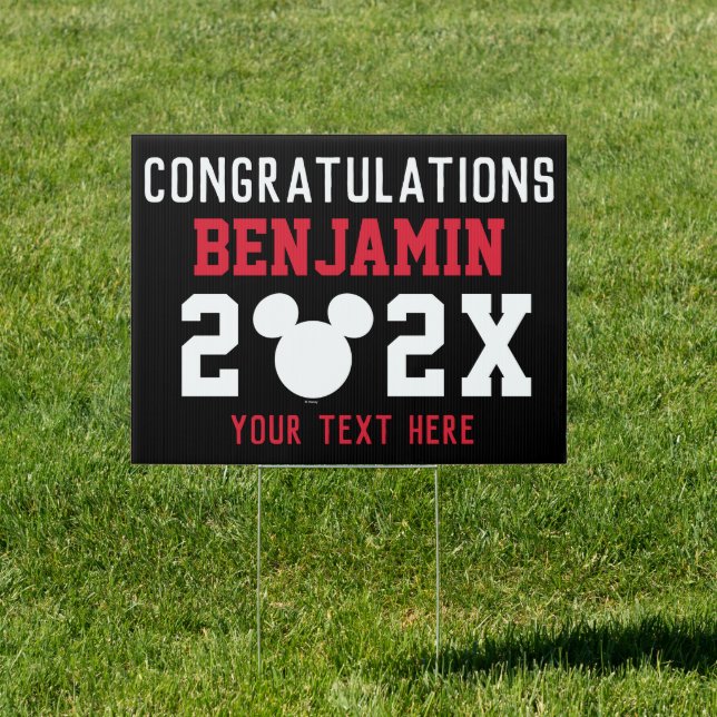 Mickey Mouse Icon | Black, Red & White Graduation Sign (Insitu)