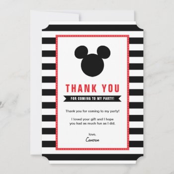 Mickey Mouse | Icon Black & White Stripe Thank You by MickeyAndFriends at Zazzle