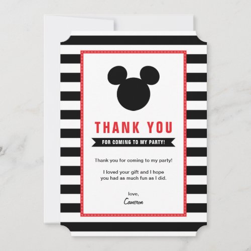 Mickey Mouse  Icon Black  White Stripe Thank You