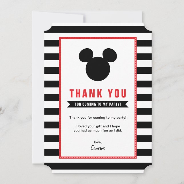 Mickey Mouse | Icon Black & White Stripe Thank You (Front)