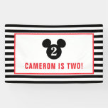 Mickey Mouse | Icon Black &amp; White Striped Birthday Banner