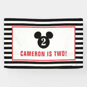 Mickey Mouse   Icon Black & White Striped Birthday Banner