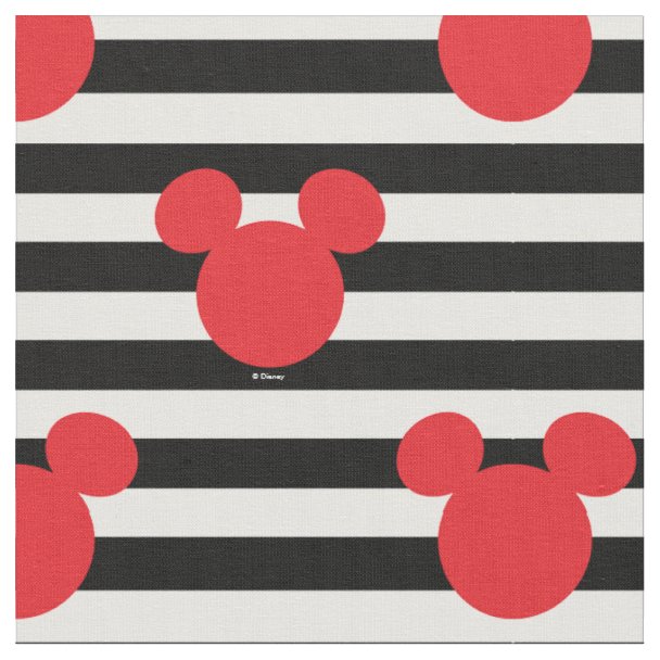 Mickey Mouse | Black and Red Pattern Fabric | Zazzle