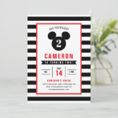Mickey Mouse | Icon Black & White Striped Birthday Invitation (Standing Front)