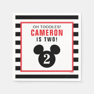 Mickey Mouse Icon Black & White Striped Napkins