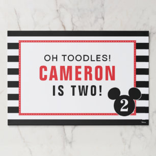 Mickey Mouse Icon Black & White Striped Placemat