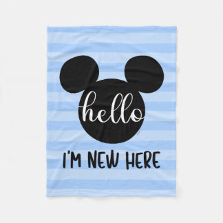 Mickey Mouse Icon - Blue | Hello I'm New Here Fleece Blanket