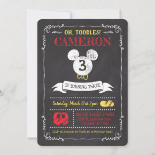 Mickey Mouse Icon Chalkboard 3rd Birthday Invitation