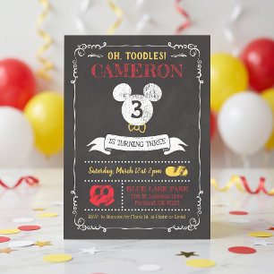 Mickey Mouse Icon Chalkboard 3rd Birthday Invitation