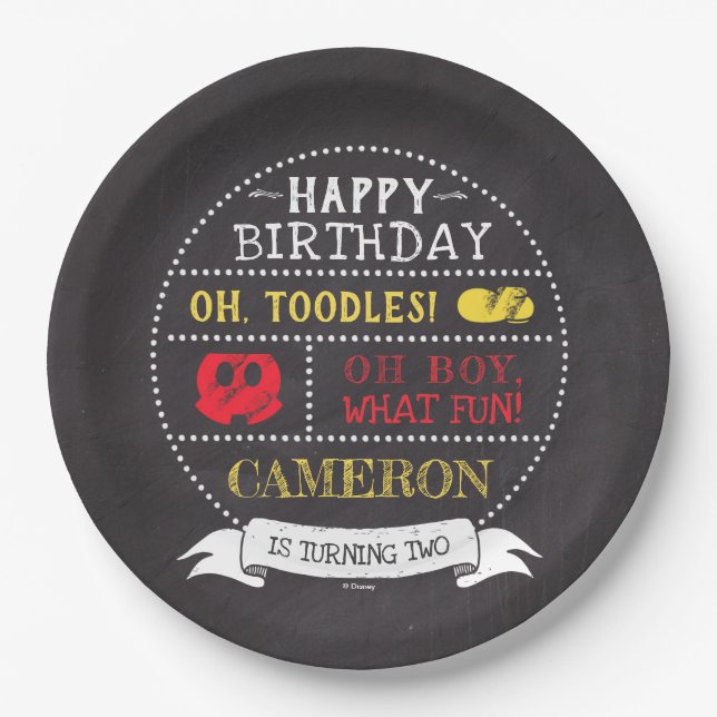 Mickey Mouse Icon Chalkboard Paper Plates (Front)