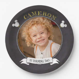 Mickey Mouse Icon Chalkboard Photo Paper Plates