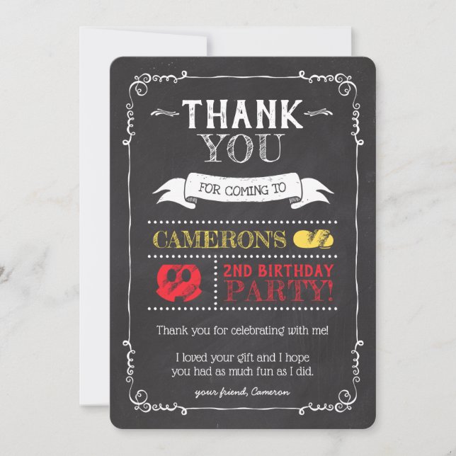 Mickey Mouse Icon Chalkboard | Thank You Card (Front)