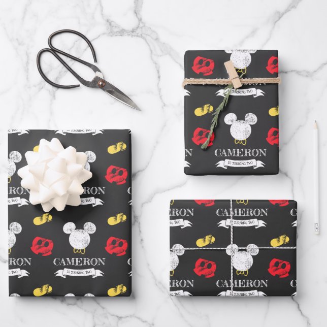 Mickey Mouse Icon Chalkboard Wrapping Paper Sheets (Front)