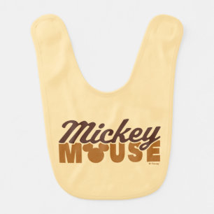 Mickey Mouse Icon Name Typography Baby Bib
