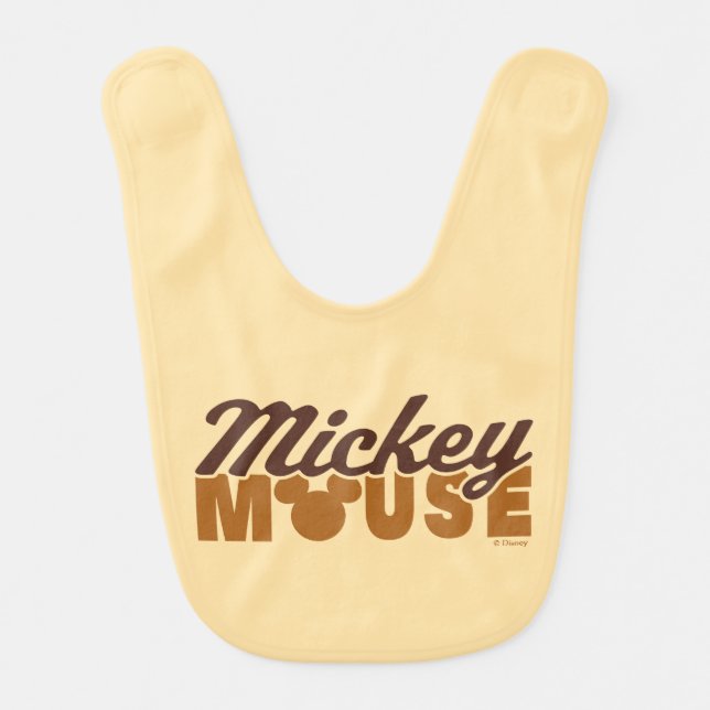Mickey Mouse Icon Name Typography Baby Bib (Front)