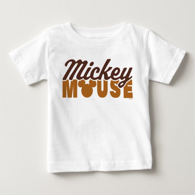 Mickey Mouse Icon Name Typography Baby T-Shirt (Front)