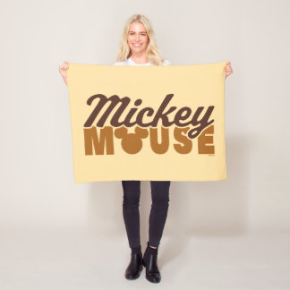 Mickey Mouse Icon Name Typography Fleece Blanket